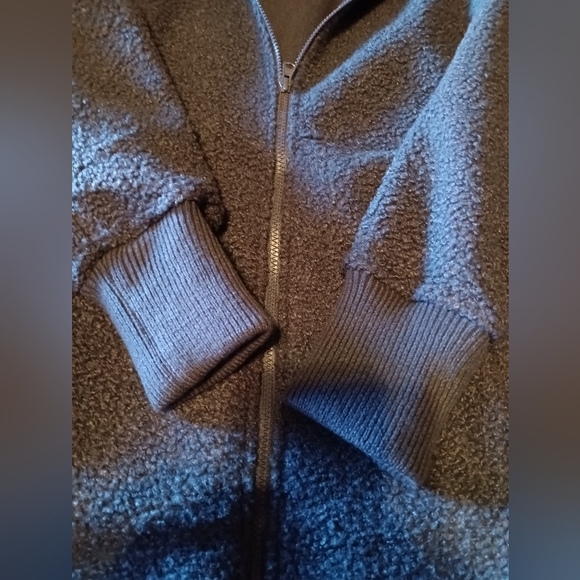 🆕 Lands' End | Cozy Boucle Fleece Coat with Hood Charcoal Grey Size Medium - Picture 6 of 9